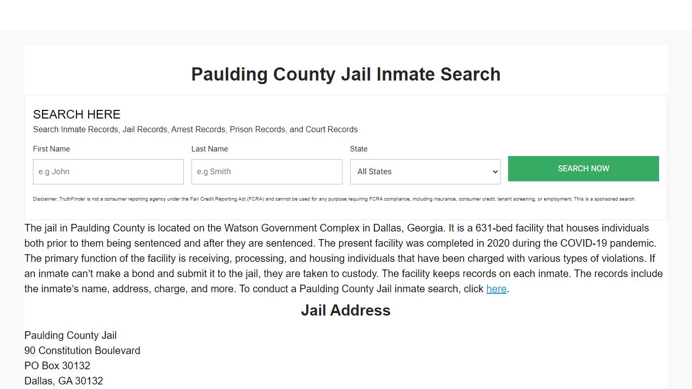 Paulding County Jail Inmate Search